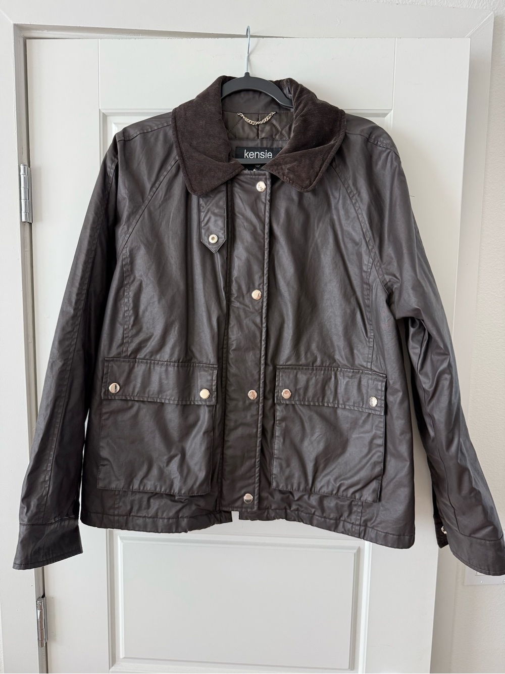 Kensie Waxed Dark Brown Utility Barn Jacket